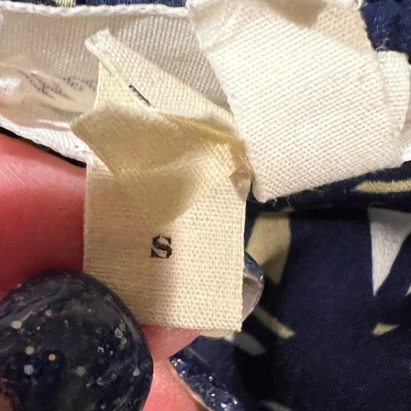 Anthropologie Meadow Rue Evella Navy Blue Sailboat Ruffle Tie Blouse S - Picture 8 of 10